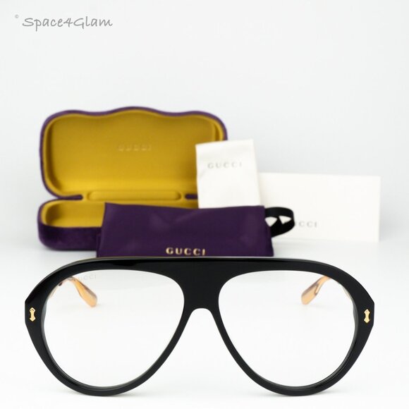 Gucci Other - Gucci Men Sunglasses Black Gold Transparent Aviator GG1515S 004 BRAND NEW
